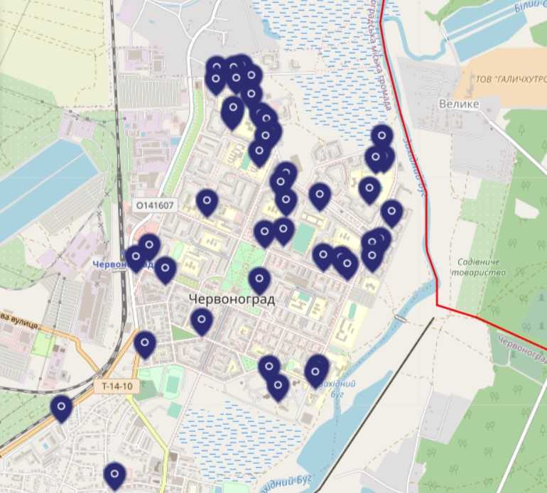 Інтерактивна мапа укриттів Червоноградської громади